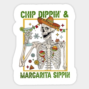 Chip Dippin' And Margarita Sippin' Funny Cinco de Mayo Men Sticker